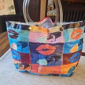 Avon Colorful Lips Print Reuseable Tote Bag.